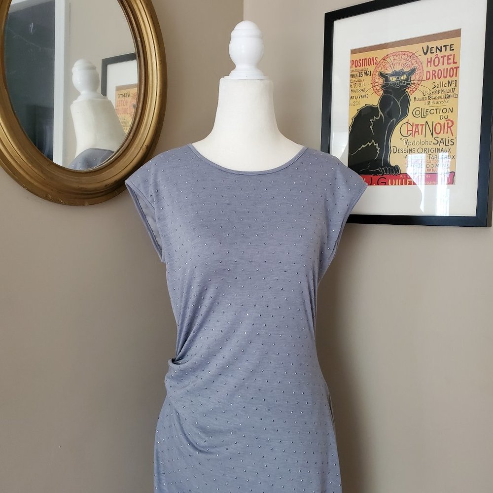 Rebecca Taylor RARE Gray Dress - Nailhead Sheath Dress Size Small Like New - Picture 7 of 16